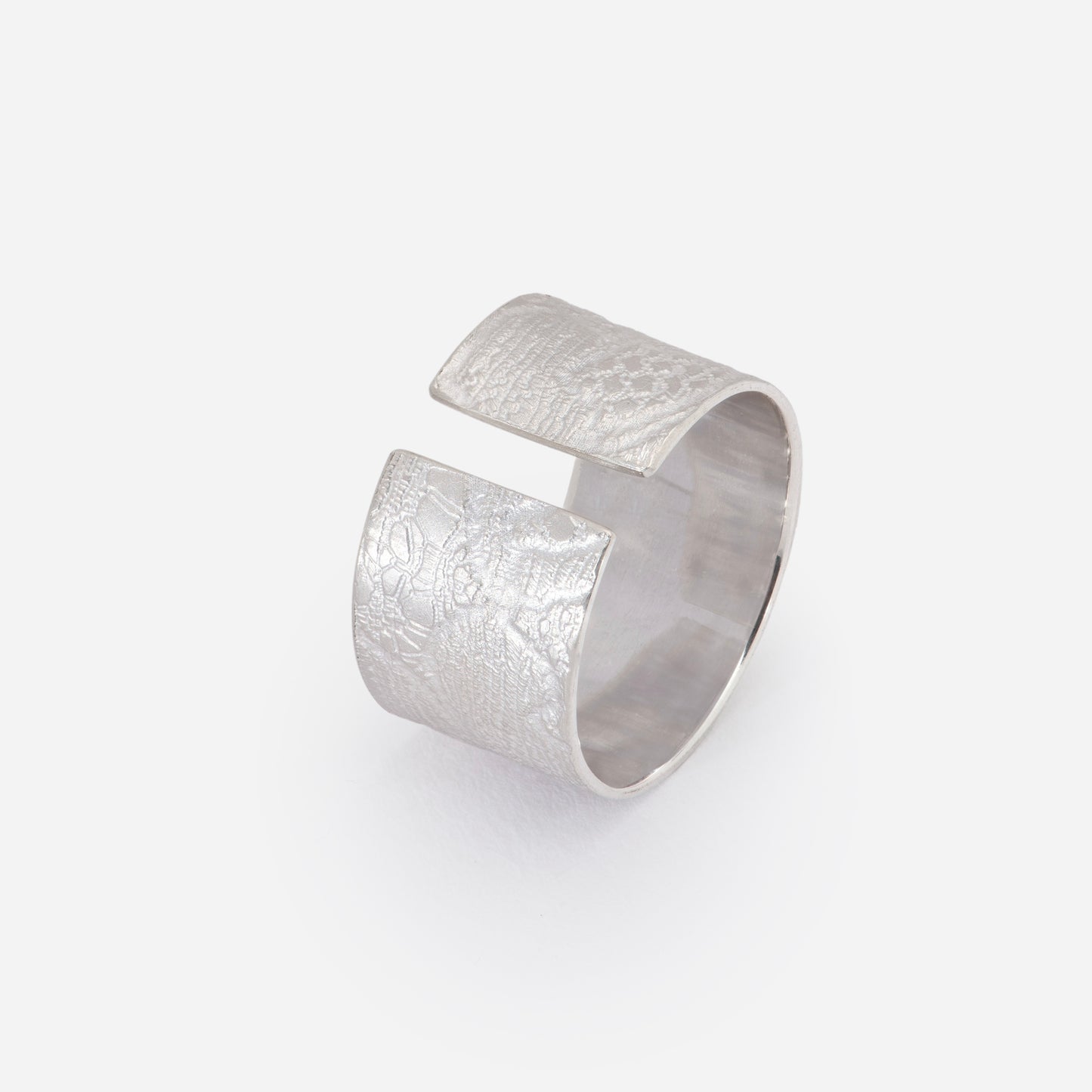 Bague tube large Paysage en Argent