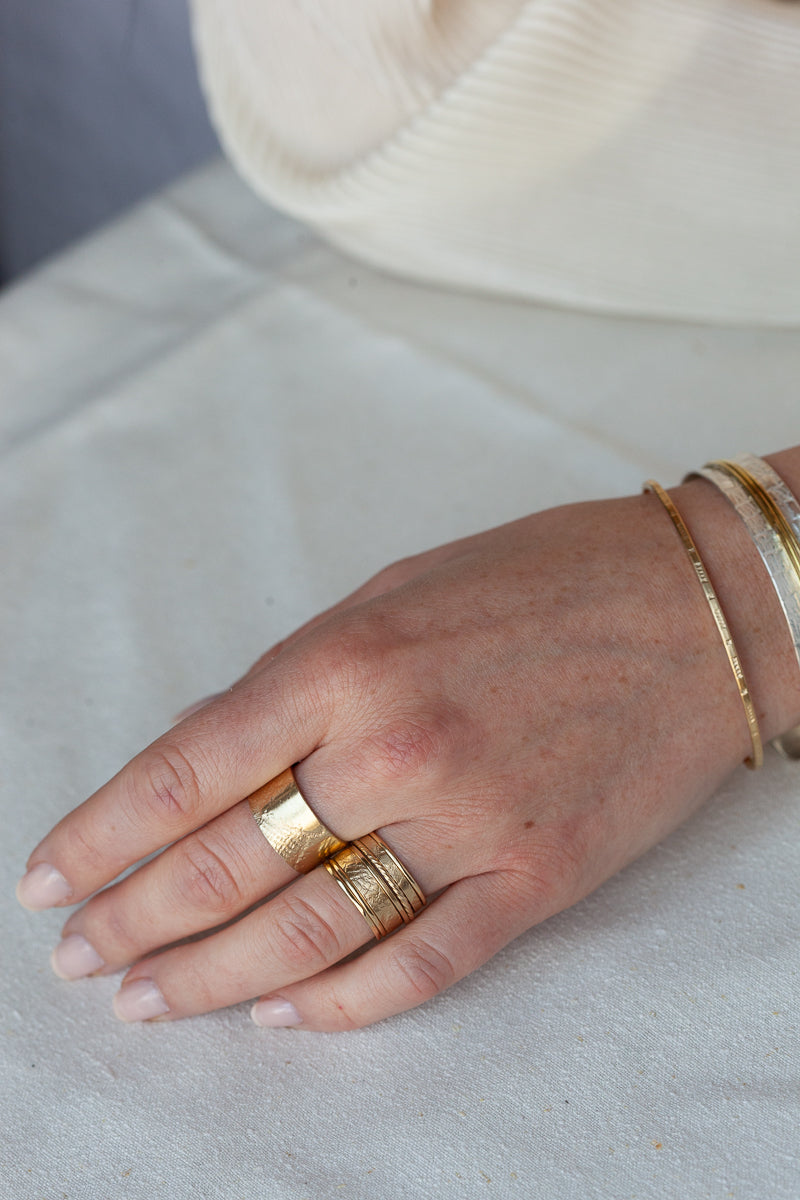 Bague tube large Paysage en Vermeil