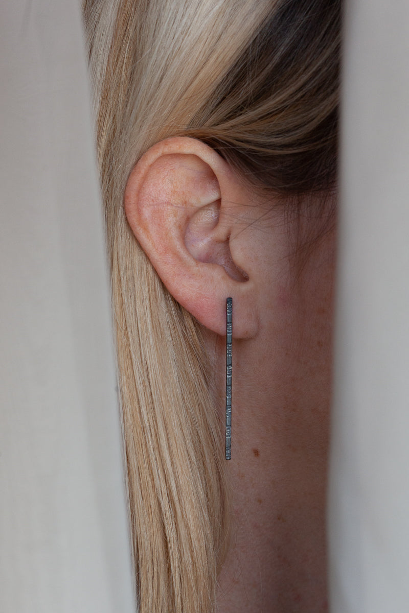 Boucles d'oreilles Tige en argent oxydé