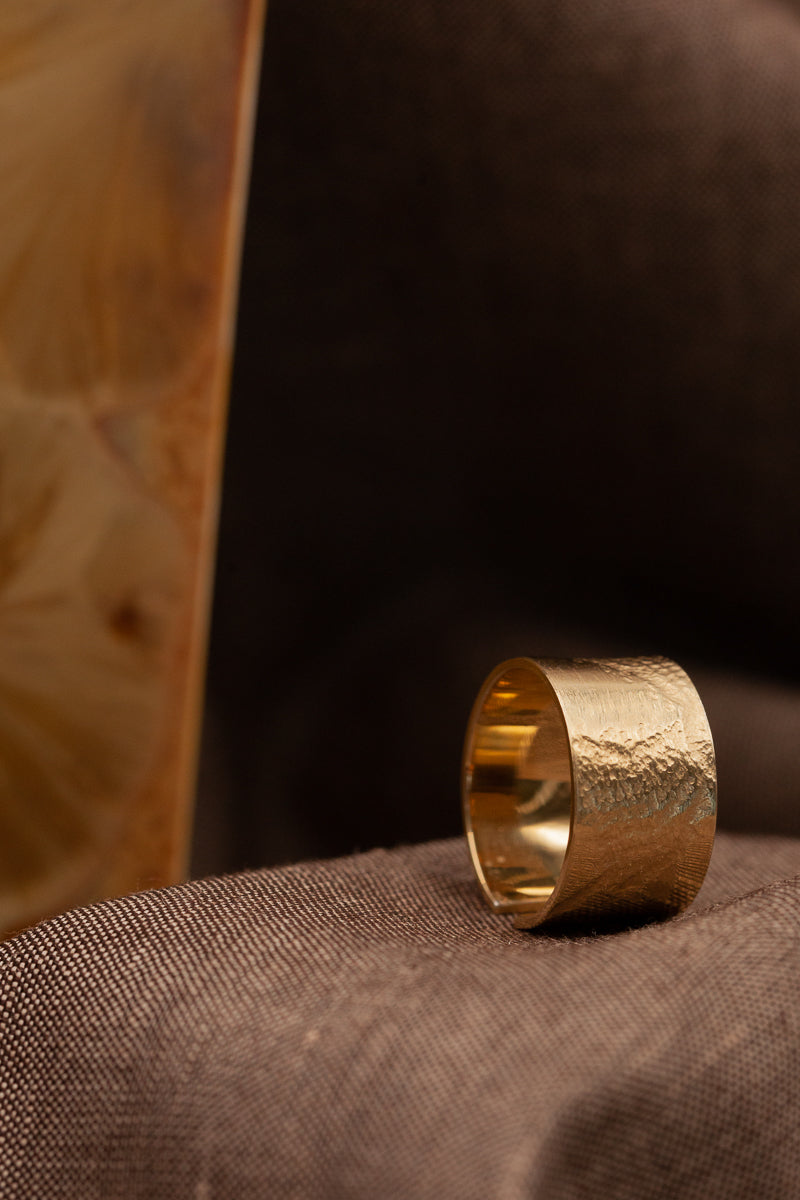 Bague tube large Paysage en Vermeil