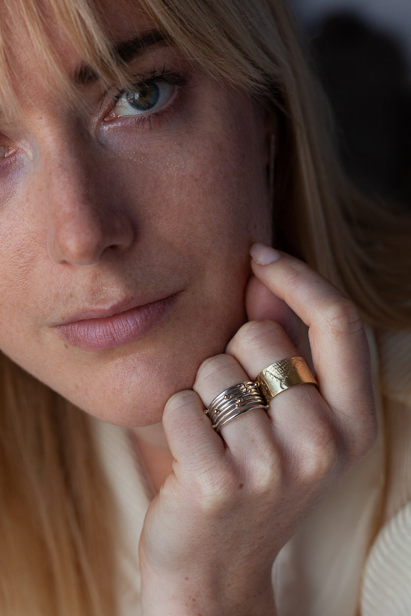 Bague tube large Paysage en Vermeil Atelier Claire Marie Steinmetz